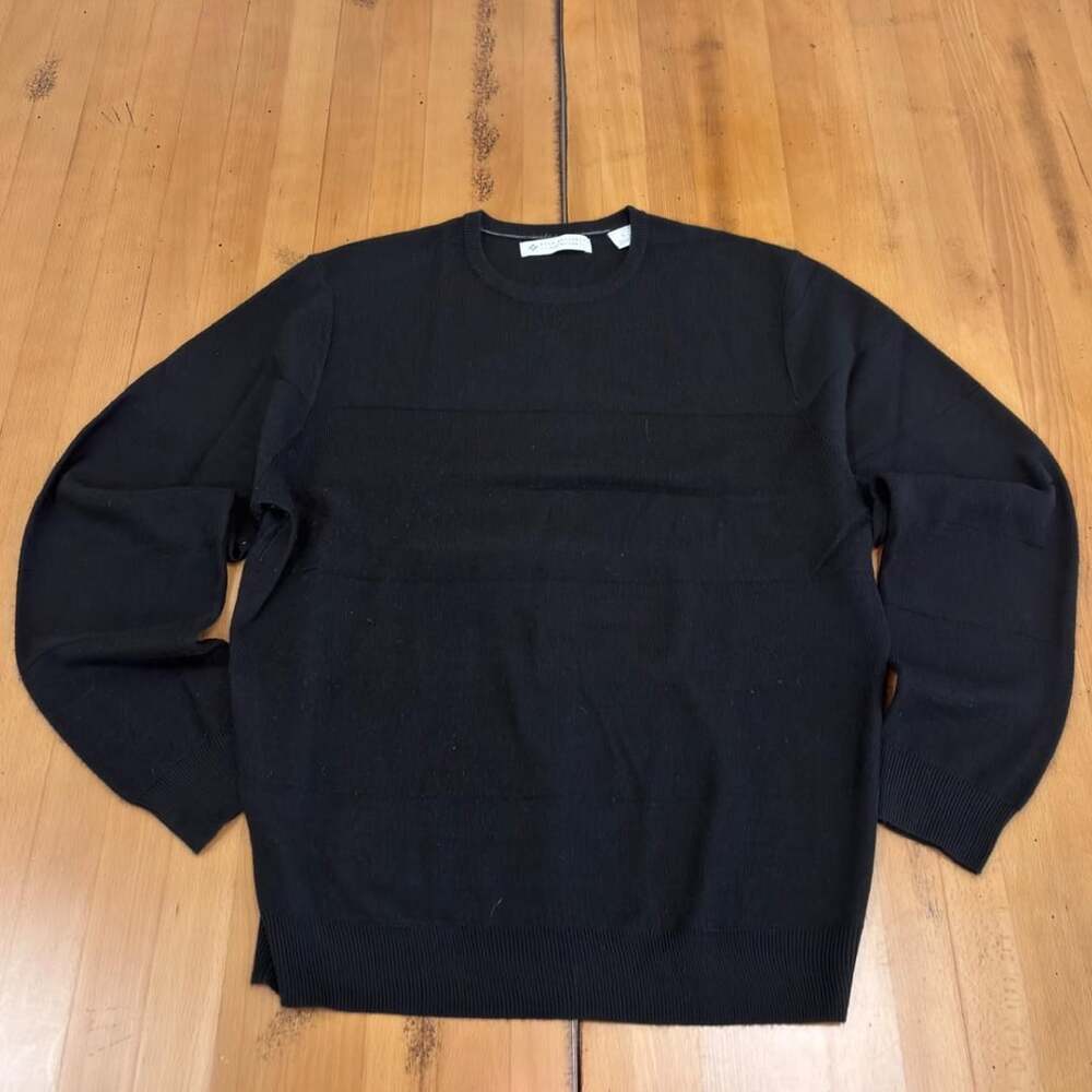 Ryan Seacrest Distinction Crewneck Sweater Size L Black Textured Knit
